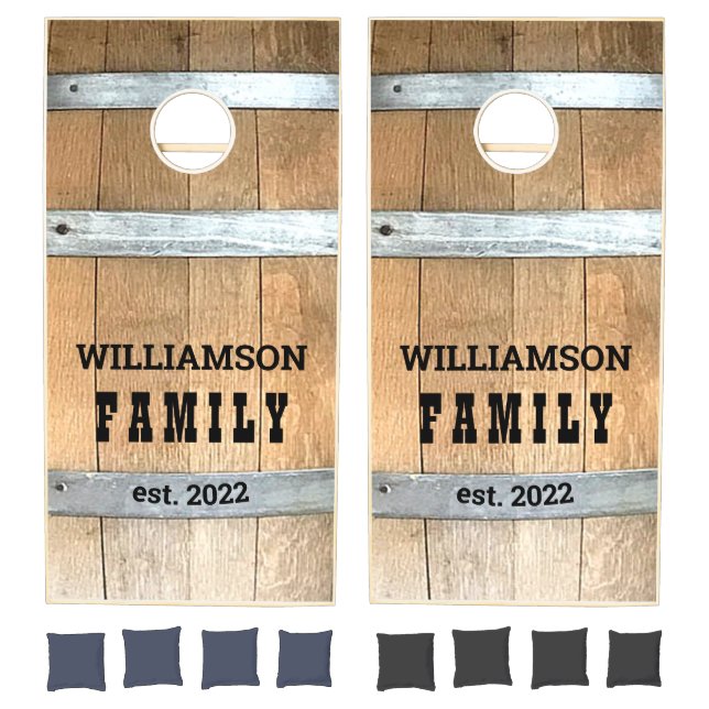 Personalized Rustic Whiskey Barrel Cornhole Set (Set)