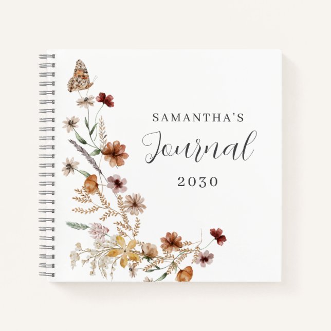 Personalized Rustic Wildflower Floral Journal (Front)