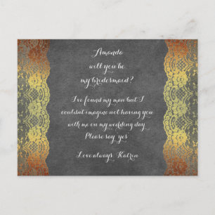 Personalized Rustic Will You Be My Bridesmaid Post Invitation Postcard