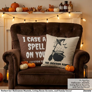 Personalized Rustic Witch Halloween Throw Pillow