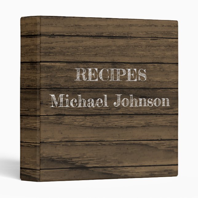 Personalized Rustic Wood  3 Ring Binder (Front/Spine)