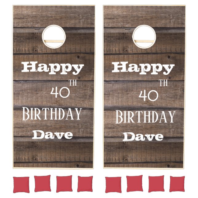 Personalized Rustic Wood 40th Any Year Birthday  Cornhole Set (Set)
