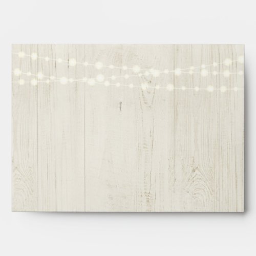 Personalized Rustic Wood and String Fairy Lights Envelope