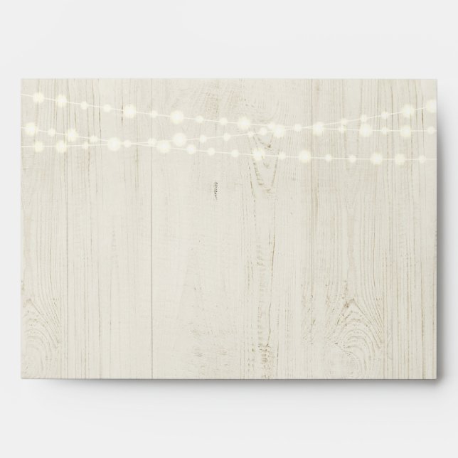 Personalized Rustic Wood and String Fairy Lights Envelope (Front)
