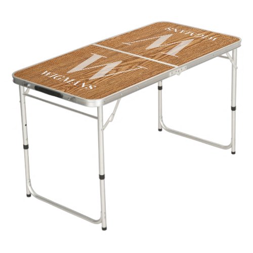 Personalized Rustic Wood Beer Pong Table