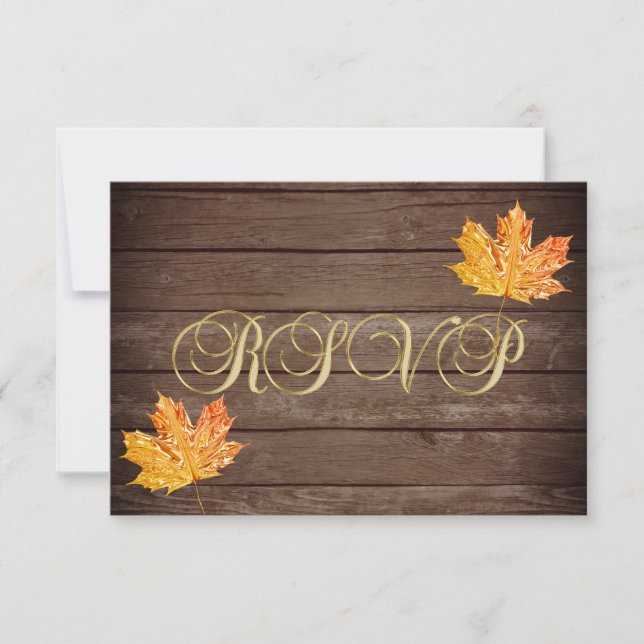 Personalized Rustic Wood Country Fall RSVP Wedding (Front)