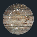 Personalized Rustic Wood Family Beach House Dart Board<br><div class="desc">Easily create your own personalized family dartboard with our rustic print wood background with string lights design. Perfect for your vacation home or for the holiday so all the family members can have a great time throwing darts</div>