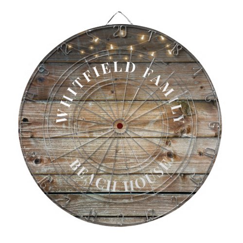 Personalized Rustic Wood Family Beach House Dart Board