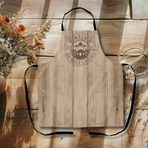 Personalized Rustic Wood Family Cabin Apron