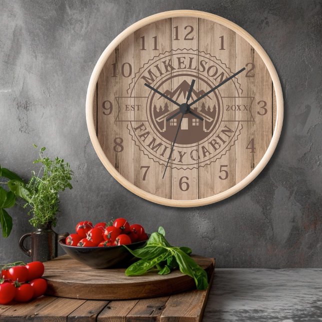 Personalized Rustic Wood Family Cabin Clock (Creator Uploaded)