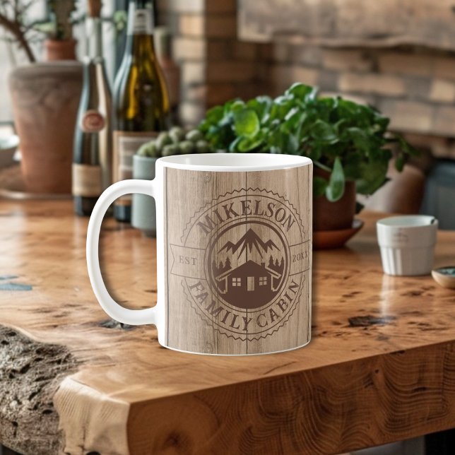Personalized Rustic Wood Family Cabin Coffee Mug (Creator Uploaded)