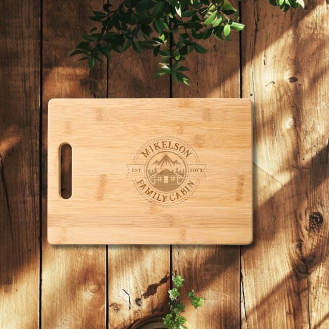 Personalized Rustic Wood Family Cabin Engraved Cutting Board (Creator Uploaded)