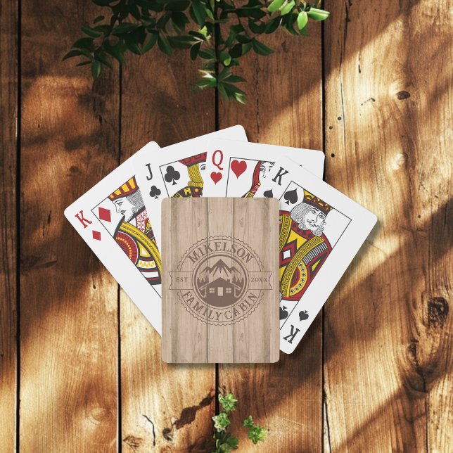 Personalized Rustic Wood Family Cabin Poker Cards (Creator Uploaded)