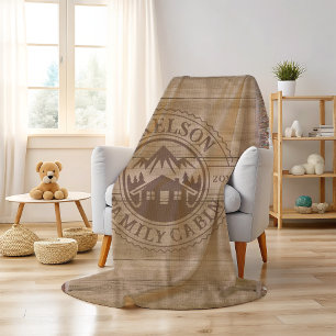 Personalized Rustic Wood Family Cabin Throw Blanket