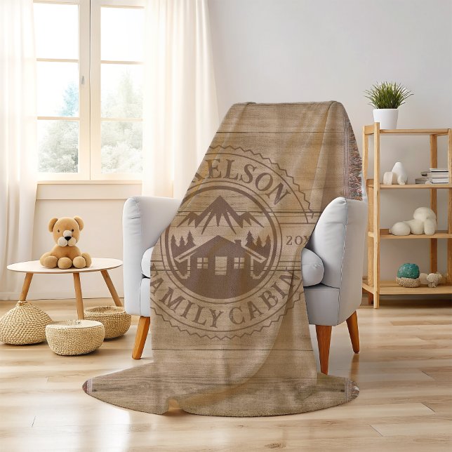 Personalized Rustic Wood Family Cabin Throw Blanket (Creator Uploaded)