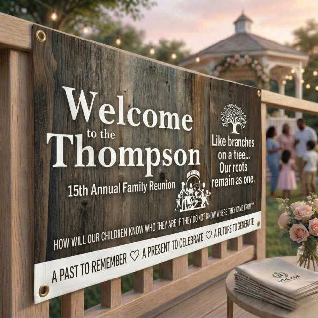 Personalized Rustic Wood Family Reunion Banner (Personalized Rustic Wood Family Reunion Banner)