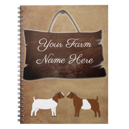 Personalized Rustic Wood Farm Sign Boer Goat Notebook