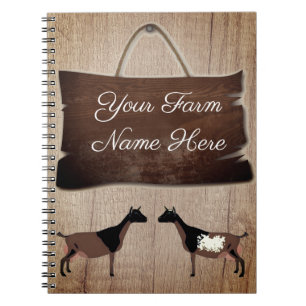 Personalized Rustic Wood Farm Sign Nigerian Goat Notebook