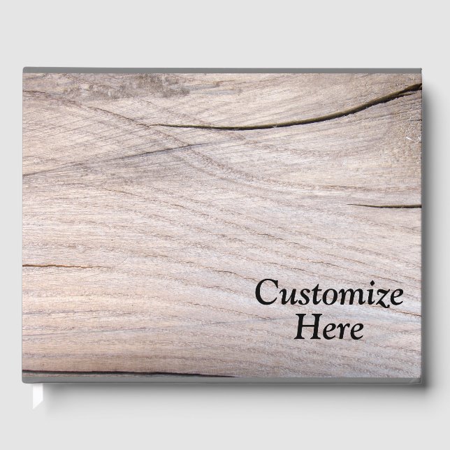 Personalized Rustic Wood Grain Design Guestbook (Front)