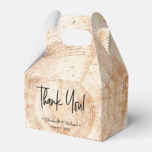Personalized Rustic Wood Grain Thank you Wedding Favor Boxes