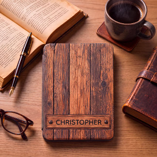 Personalized Rustic Wood Kindle Case for Men