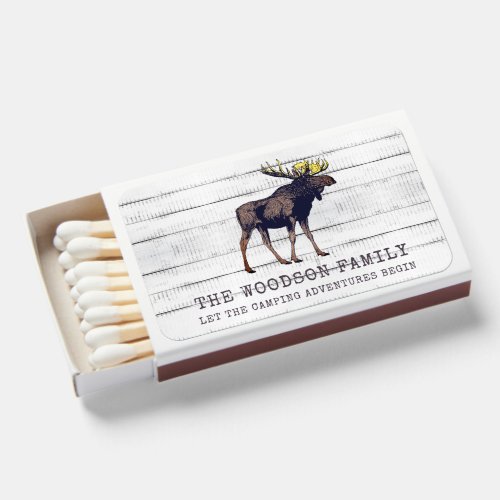 Personalized Rustic Wood Moose Camping Matches