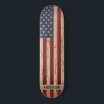 Personalized Rustic Wood Patriotic American Flag Skateboard<br><div class="desc">Show your American pride or give a special gift with this USA American Flag skateboard in a distressed worn grunge design on wood . This united states of america flag skateboard design with stars and stripes in red white and blue is perfect for fourth of July parties, Memorial day party...</div>