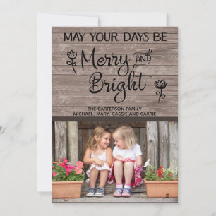 Personalized Rustic Wood Photo Christmas Card