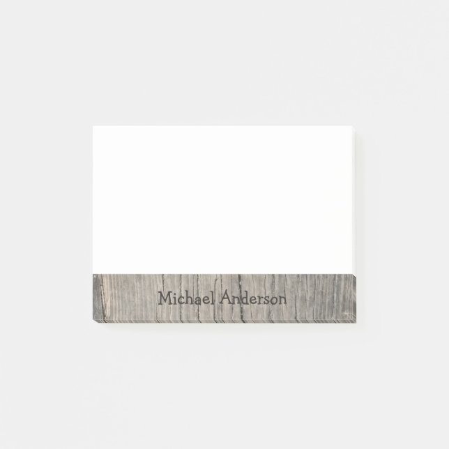 Personalized Rustic Wood Post-it Notes (Front)