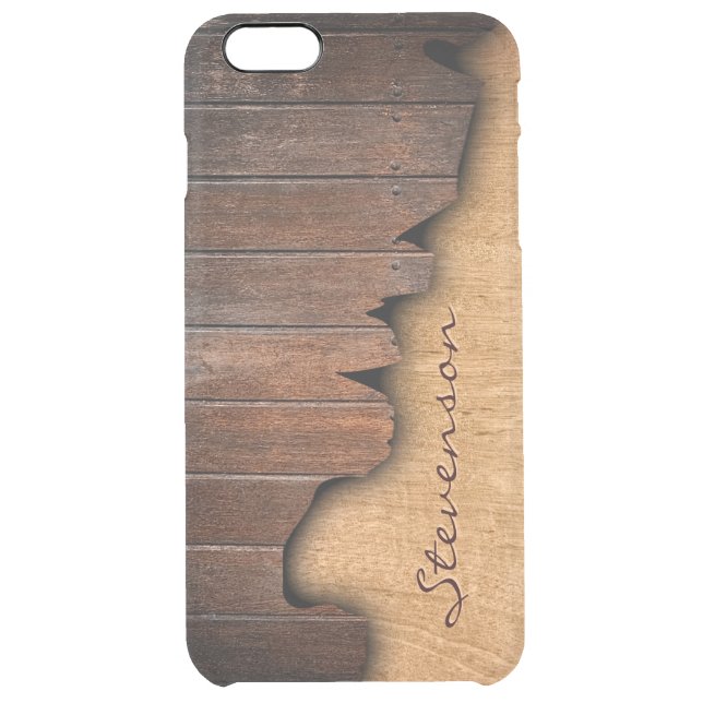 Personalized Rustic Wood Splintered Wood Look Uncommon iPhone Case (Back)