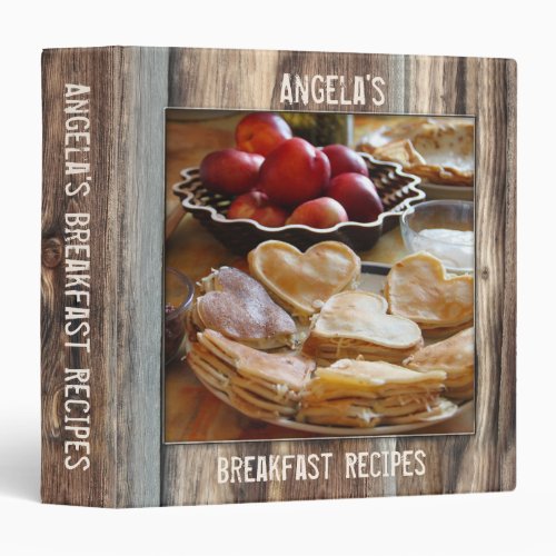 Personalized Rustic Wood Style Recipe Binder