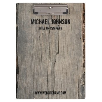 Personalized Rustic Wood Texture Business Clipboard by DesignByLang at Zazzle