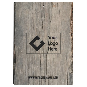 Personalized Rustic Wood Texture with Logo Clipboard