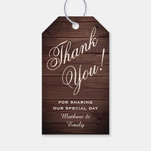 Personalized Rustic Wood Thank You Wedding Favor Gift Tags