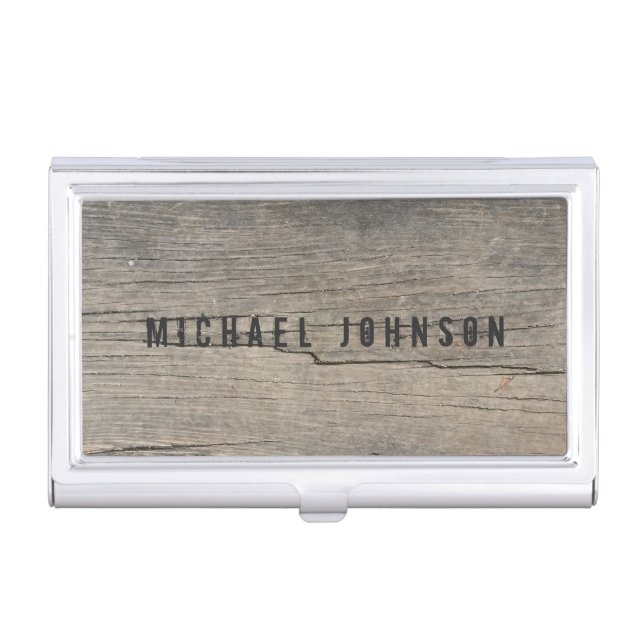 Personalized  Rustic Wood Unique Business Card Holder (Front)