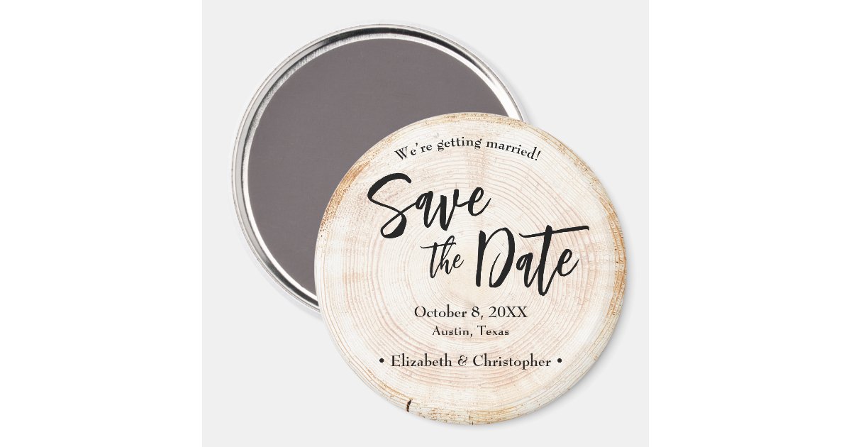 Personalized Rustic Wood Wedding Save the date Magnet | Zazzle