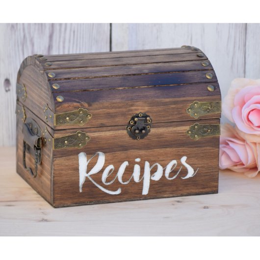 Personalized Rustic Wooden Recipe Chest (Front)