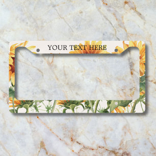 Personalized Rustic Yellow Sunflower Garden License Plate Frame