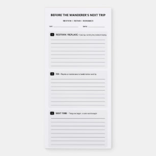 Personalized RV Before Next Trip Checklist Magnetic Notepad
