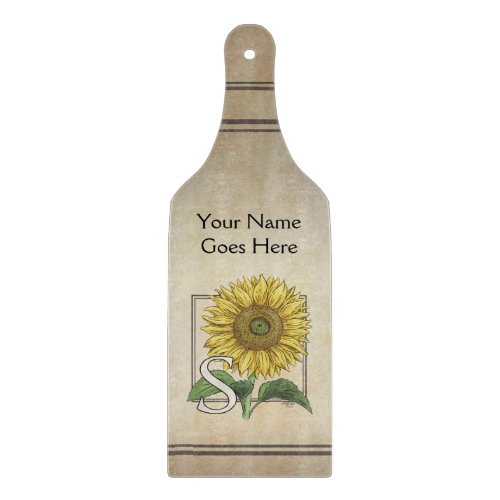 Personalized S for Sunflower Flower Monogram Cutting Board