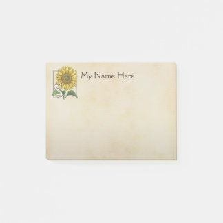Personalized S for Sunflower Flower Monogram Post-it Notes
