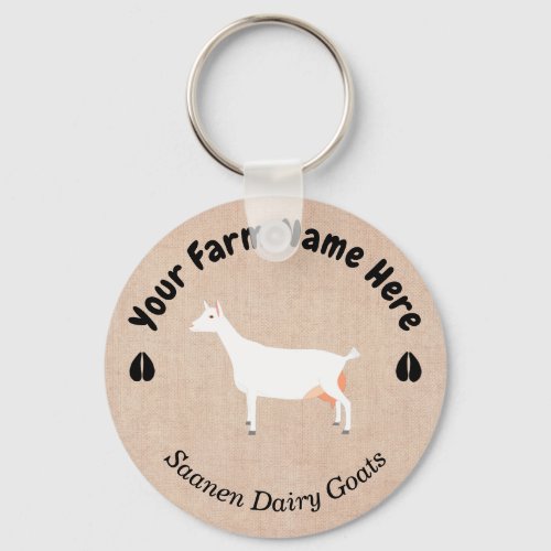 Personalized Saanen Dairy Goat Keychain