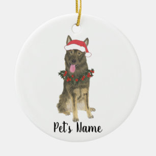 Personalized Sable German Shepherd Christmas Ceramic Ornament