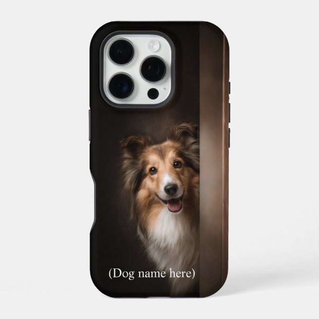 Personalized Sable Sheltie Portrait iPhone Case (Back)