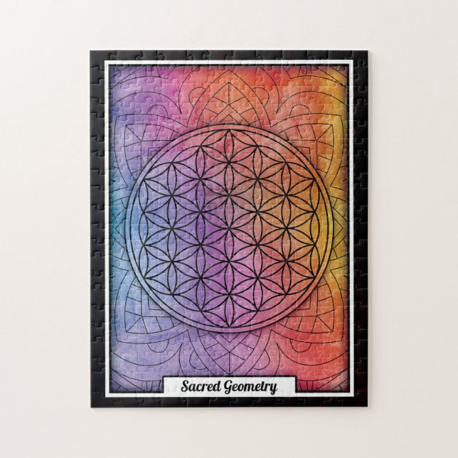 Personalized Sacred Geometry Flower of Life Jigsaw Puzzle (Vertical)