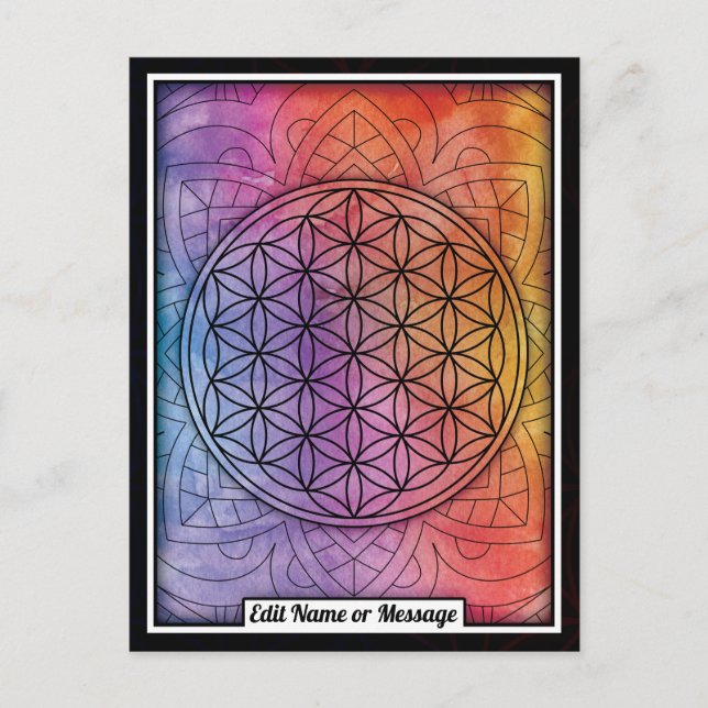 Personalized Sacred Geometry Flower of Life Postcard (Front)