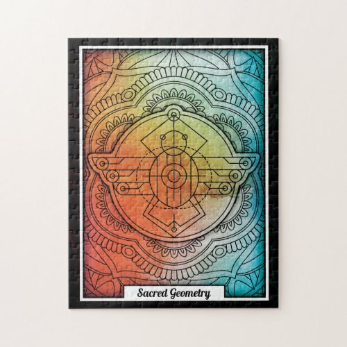 Personalized Sacred Geometry Scarab Jigsaw Puzzle