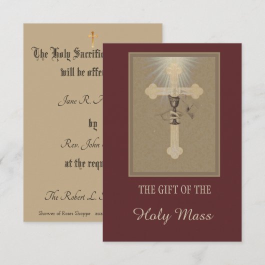 Personalized Sacred Heart Catholic Mass Offering (Front/Back)