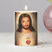 Personalized Sacred Heart of Jesus Pillar Candle