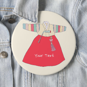 Personalized Saekdong Hanbok 한복 Illustration Button